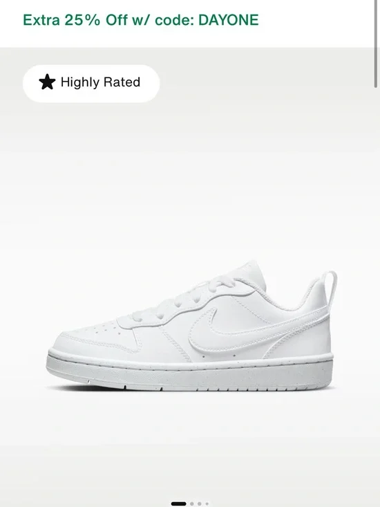 Nike Kids Court Borough White Low-Top Swoosh Sneakers