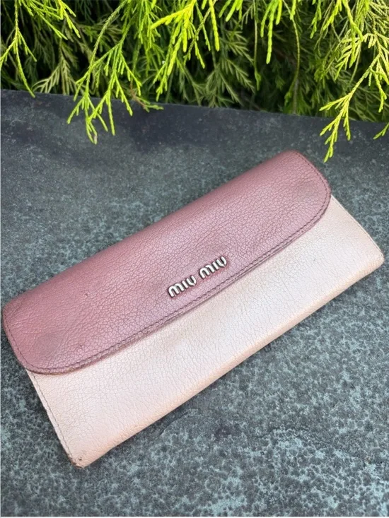 Miu Miu Two-Tone Mauve and Blush Leather Continental Wallet