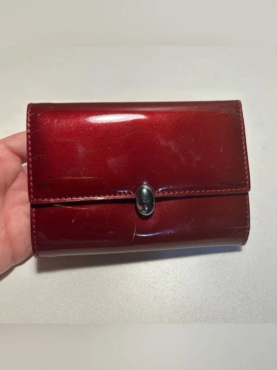 Christian Dior Vintage Wallet Red Patent Leather authentic