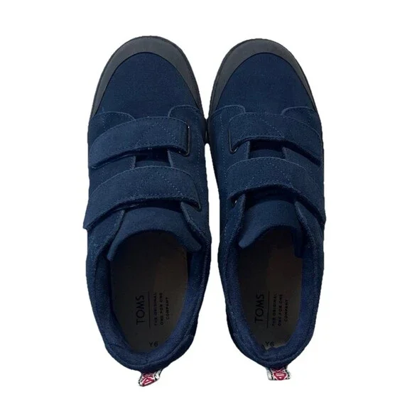 TOMS Sneakers Kids 6Y Navy Suede Lenny Mid Double Strap Preppy Bloke Academia