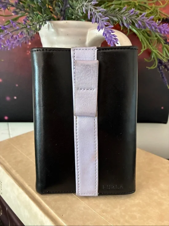 Vintage Furla Leather Lavender Stripe Wallet