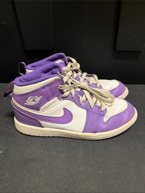 Air Jordan 1 Mid GS Size 3Y Purple White Kids Youth Sneakers DQ8424-511 (B11)