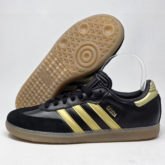 Adidas Samba Messi Boys Grade School Black Gold Metallic Gum JH5641 Size 5.5 New