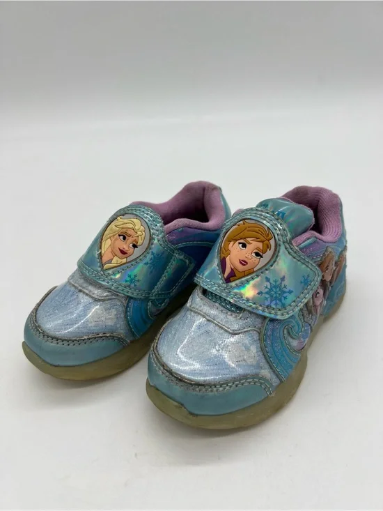 Disney Frozen Anna Elsa Blue Slip on Hook & Loop Sneakers Sz 7
