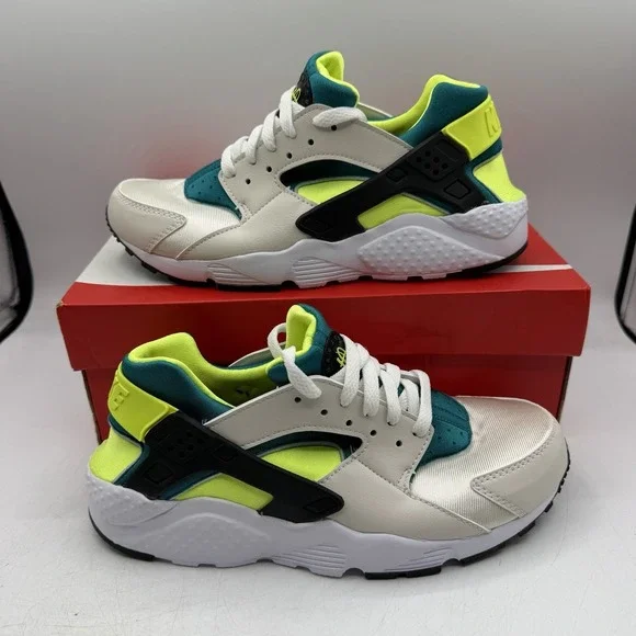 Nike Air Huarache Run GS Running Shoes YOUTH Kids Sz 6 Y White/Volt 654275-045