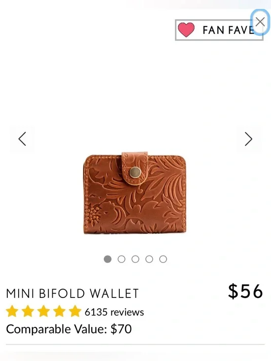 Portland Leather Mini Bifold Wallet in Tan Floral Emboss