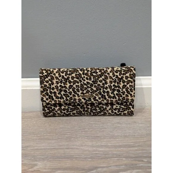 Fossil Leopard Cheetah Print Brown Nylon Wallet 4