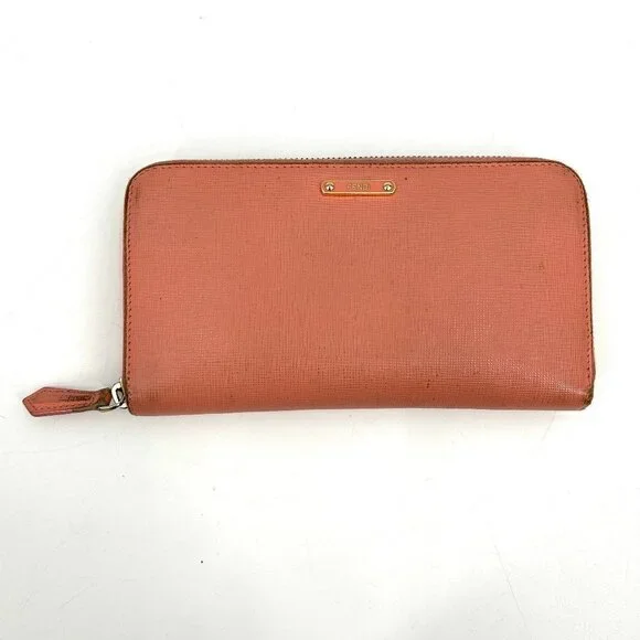 FENDI Light Barbie Pink Leather Full Zip Luxury Designer Long Wallet