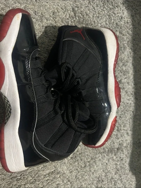 Jordan Kids Black/Red Low Retro Basketball Sneakers