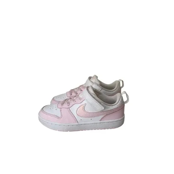 NIKE Court Borough Low Recraft Youth Girls Size 2 Pink White Sneakers