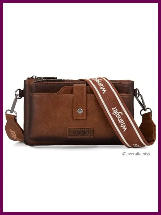 Vegan Leather Crossbody Wallet Card Holder Double Zipper