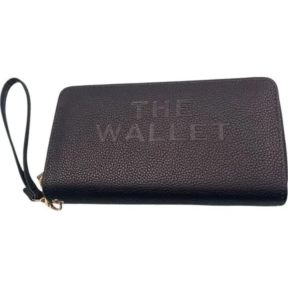 Black Designer Inspired Double Zipper Wristlet Wallet
