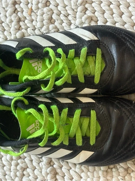 adidas Black and Neon Green Kids Athletic Soccer cleats