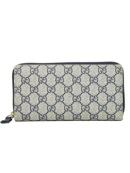 Gucci GG Supreme Zip Around Wallet Navy Vintage