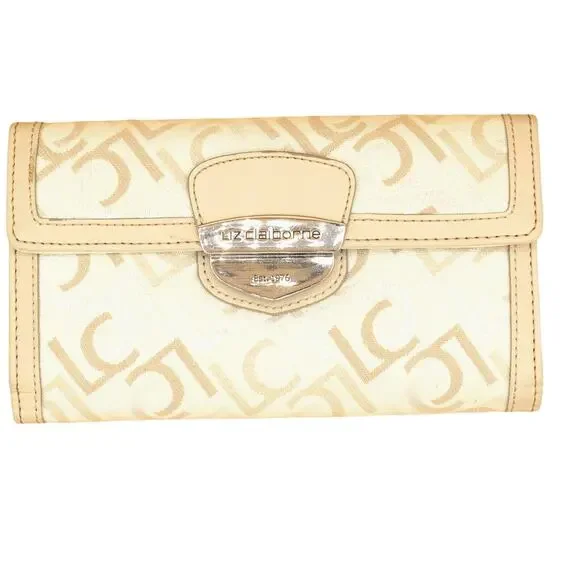 Liz Claiborne Cream Gold Canvas Wallet