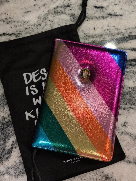 Kurt Geiger Notebook Journal - Metallic Rainbow Diagonal Stripe