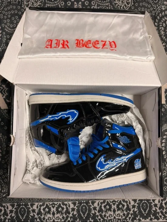 Jordan High-Top Sneakers in Black & Blue