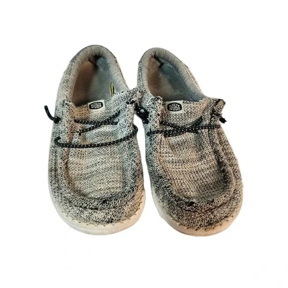 Hey Dude Wally Youth Kids‎ Shoes Gray Knit Slip On Casual Sneakers Size 12