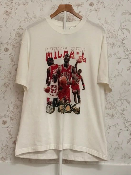 Jordan White Tee with Red Michael Graphic