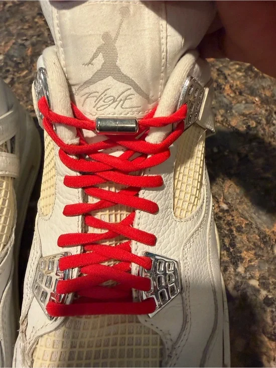 Jordan White Sneakers with Red Laces