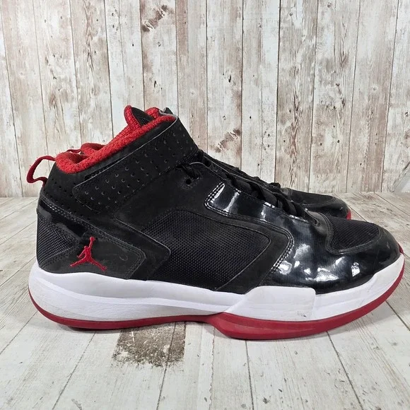 Jordan BMo Mens‎ Black Gym Red White Basketball Shoes 454043-004 Size 12
