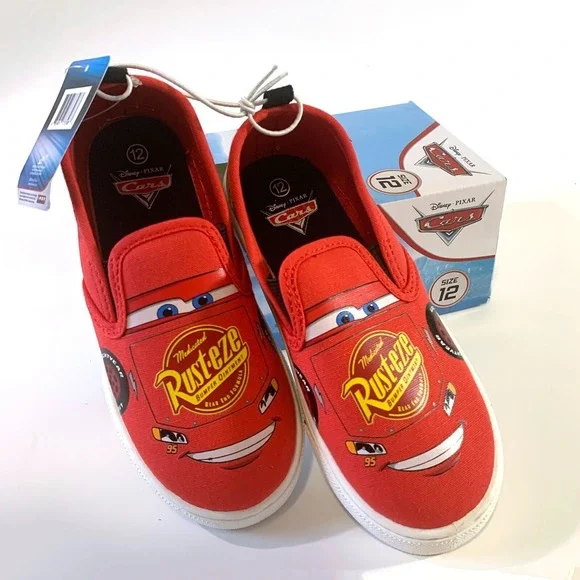 Disney Pixar Cars Lightning McQueen Canvas Slip On Shoes Rust-eze Youth Sz‎ 12