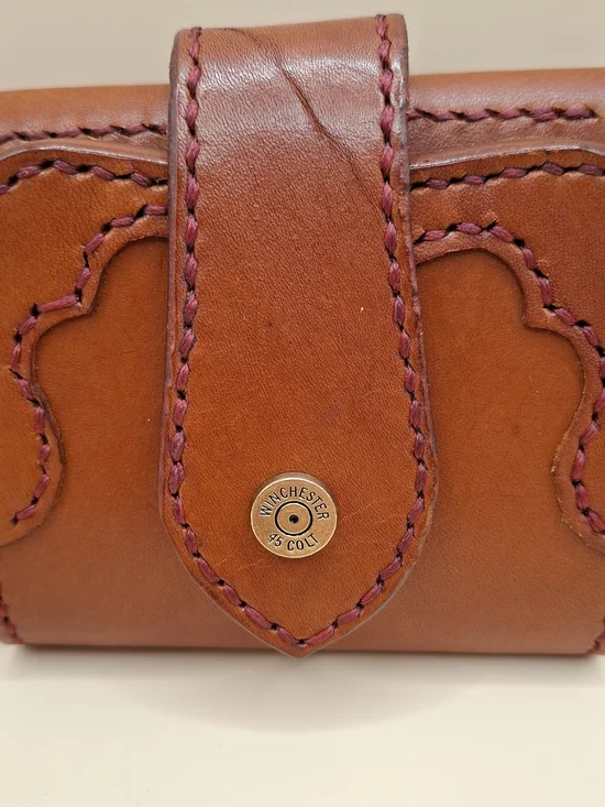 Handcrafted Brown Leather Wallet with Winchester Accent