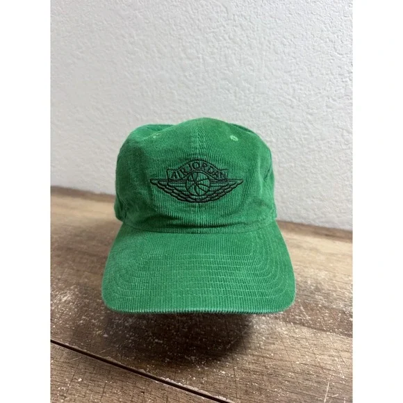 Air Jordan Wings Hat‎ Men Green Corduroy Jumpman Strap Back Cap