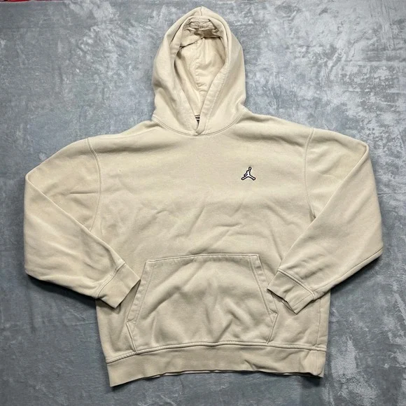Jordan Hoodie Mens Large Beige‎ Tan Jumpman Essentials Fleece Pullover Hooded
