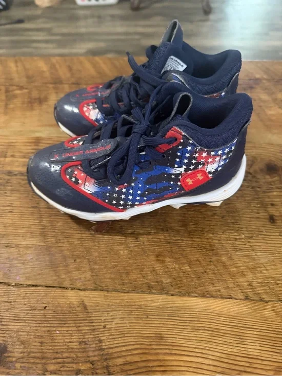 Under Armour Kids Navy Red White Star Baseball Sneakers
