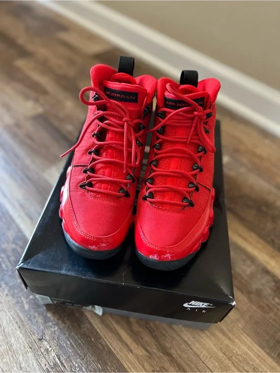 Jordan Kids Red High-Top Sneakers with Black Accents