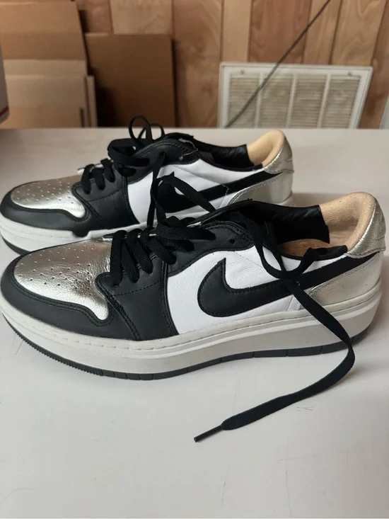 Jordan Low-Top Sneakers in Black, White & Silver