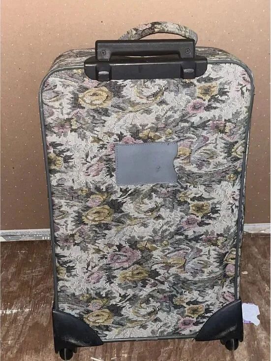Vintage Floral Pattern Rolling Suitcase with Handle