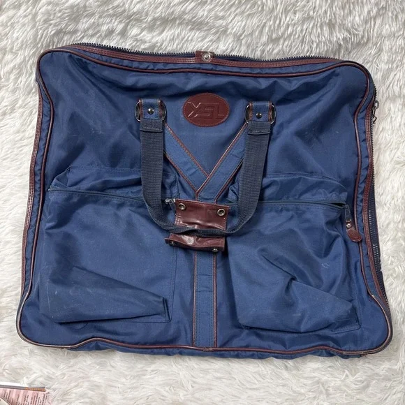 Vintage Yves Saint Laurent YSL Navy Nylon Garment Travel Bag Suit Carrier 22