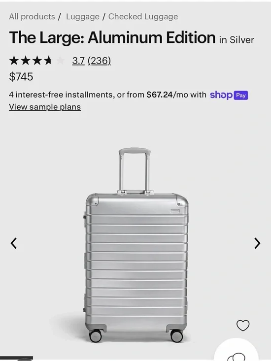 Away The Large Aluminum Edition Checked Luggage in Silver