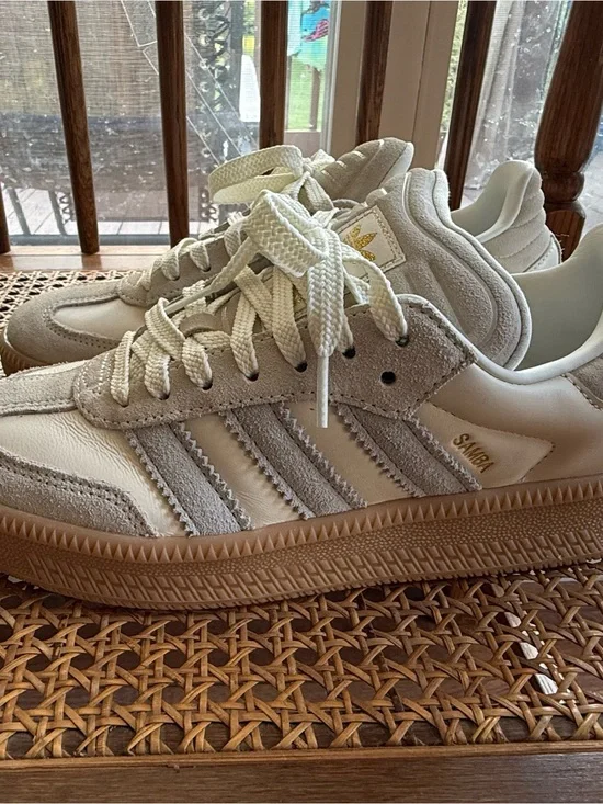 adidas Kids Samba Sneakers in Beige and Gum