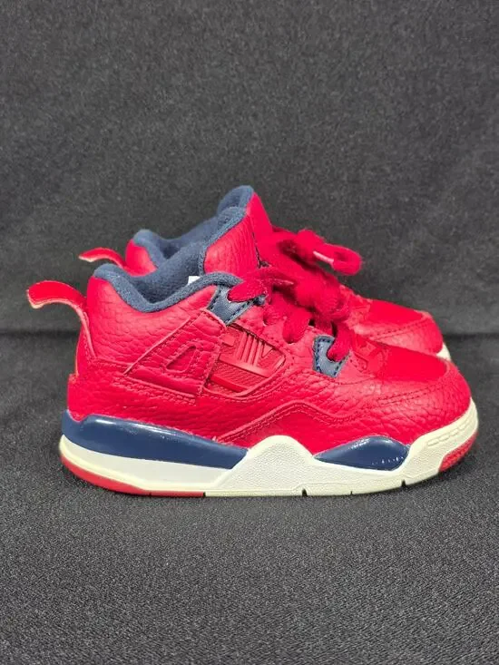 Nike Air Jordan 4 Retro SE FIBA Leather Red Navy Toddler Size 7C