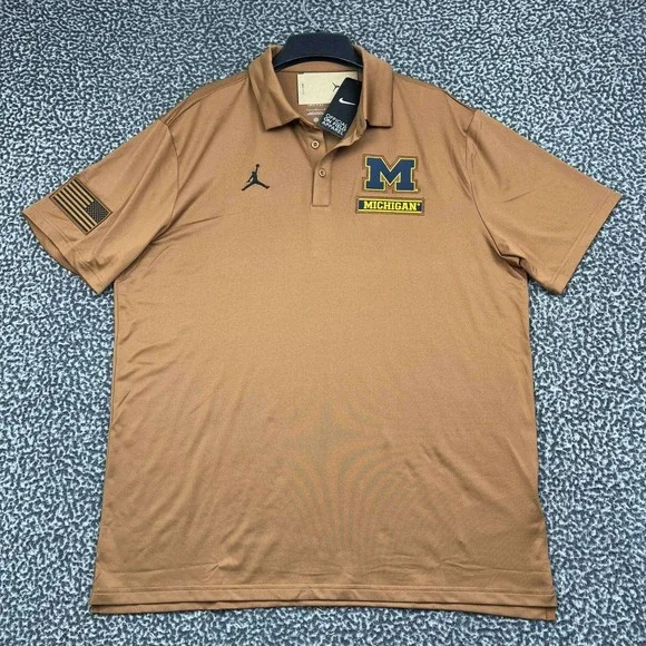 Air Jordan Michigan Wolverines Polo Shirt Dri-Fit Men Large Short Sleeve New L