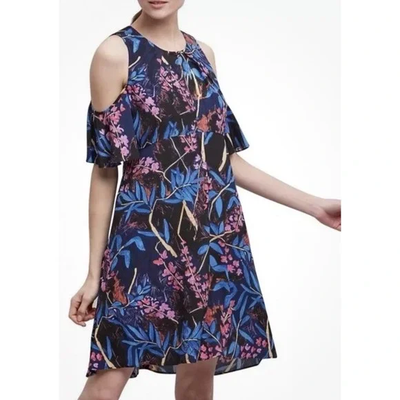 Anthropologie Maeve Women's Dress Elia Flutter Sleeve Size 6 Colorful‎ Floral