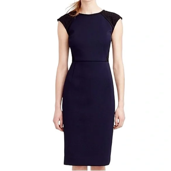 EUC‎ J. Crew Navy Double Faced Pique Eyelet Sleeveless Dress