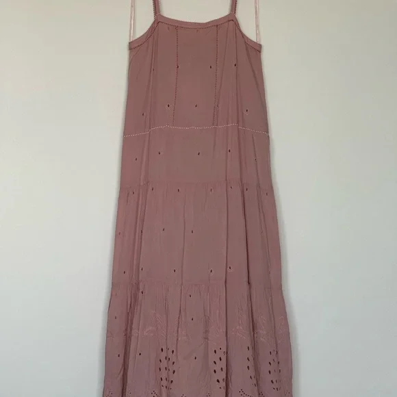 Zara‎ Dusty Rose Maxi Dress Spaghetti Strap Embroidered Lace, Sundress
