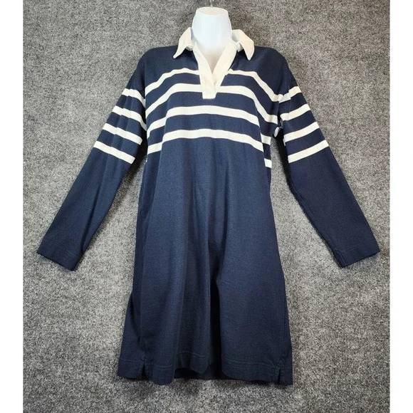 Faherty Women Coastal Preppy Nautical Old Money Rugby Stripe Tunic Dress Size‎ S