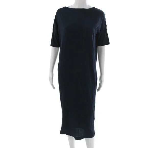 Demylee Women Dark Blue T-Shirt Dress 100% Pima Cotton Short Sleeve Size XS