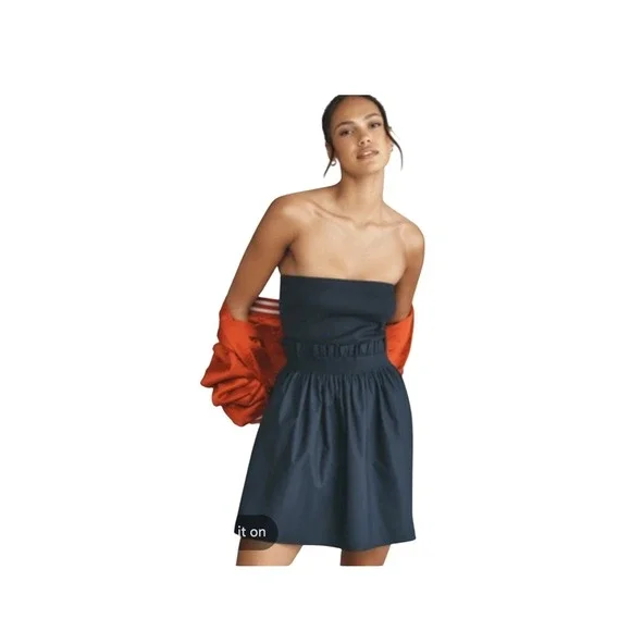 Sundays Tube Dress Women S Navy New Strapless Paperbag‎ Waist Anthropologie