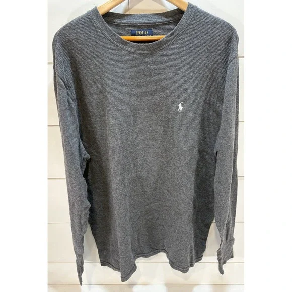 Polo Ralph Lauren Waffle Thermal Long Sleeve T-Shirt Charcoal Grey Men's 2XL