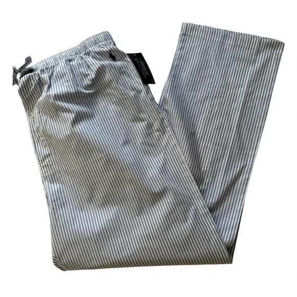 Polo Ralph Lauren Pajama Pants Mens 1XT Blue/White Striped Lounge Sleepwear NWT
