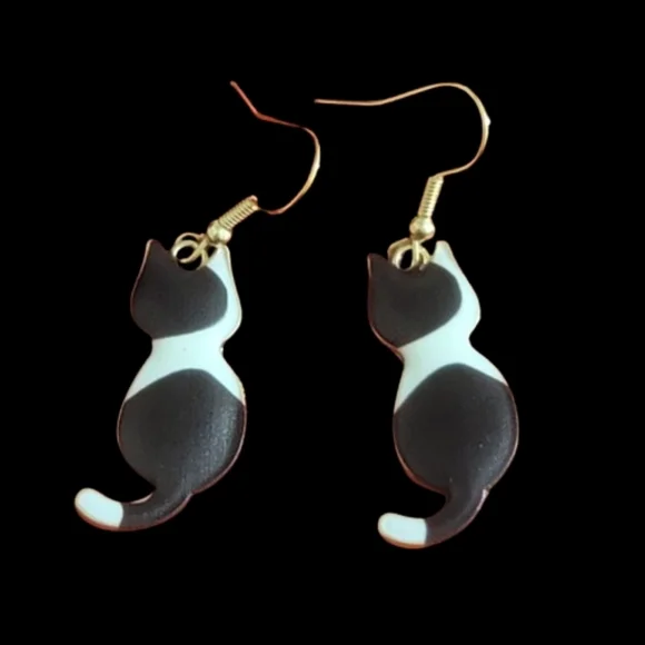 Black and White Cat Earrings