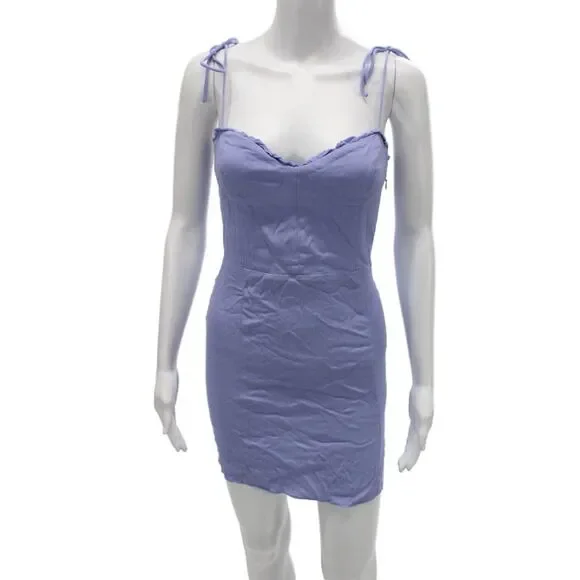 Wilfred Women Bodycon Mini Dress Purple Tie Sleeveless Knee Length Size 6