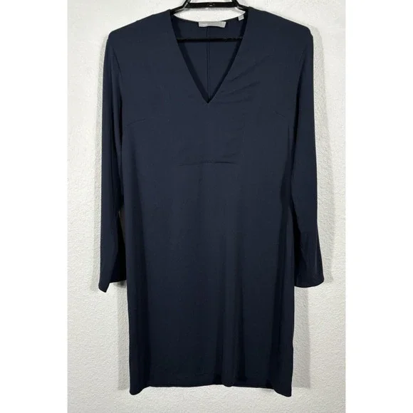 Vince Simple Tunic Costal Navy Blue Women’s Small‎ Dress V-Neck Long Sleeve