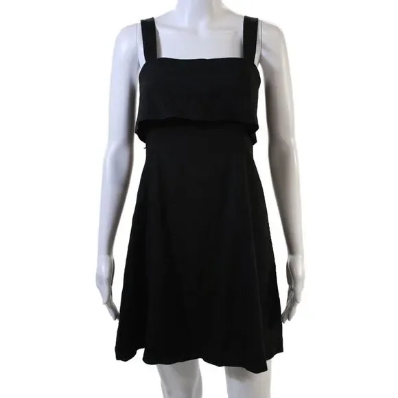 Theory Women Black A-Line Sundress Sleeveless Square Neck Size 0